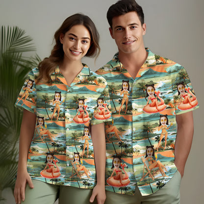 Personalized Aloha Shirt with Photo, Perfect for Summer Parties or Vacations