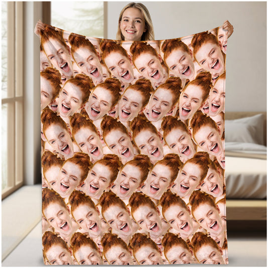 Custom Face Blanket, Personalized Photo Blankets With Pictures for Friends and Couples, Funny Face Blanket Anniversary Surprise Gifts for Girlfriend Boyfriend Husband Wife, Multiple Sizes Available
