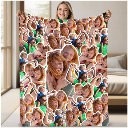 Custom Face Blanket, Personalized Throw Blanket With Pictures For Parents and Kids, Soft Plush Blankets for Couch Bed Sofa, Great Christmas Gift Ideas For Dad Mom Grandparents From Son Daughter