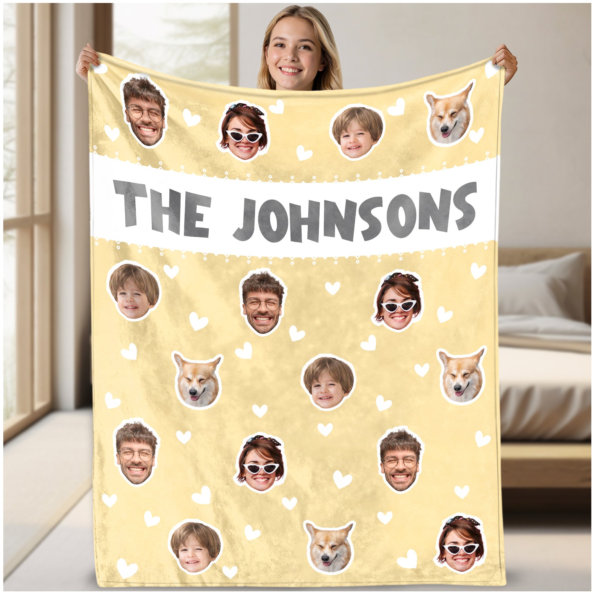 Funny Custom Face Blanket With Picture Text Multi Colors, Customized Throw Blankets With Photos For Family Kid Pet, A Thoughtful Gift for Christmas Thanksgiving Decorating On Bedroom Sofa Couch