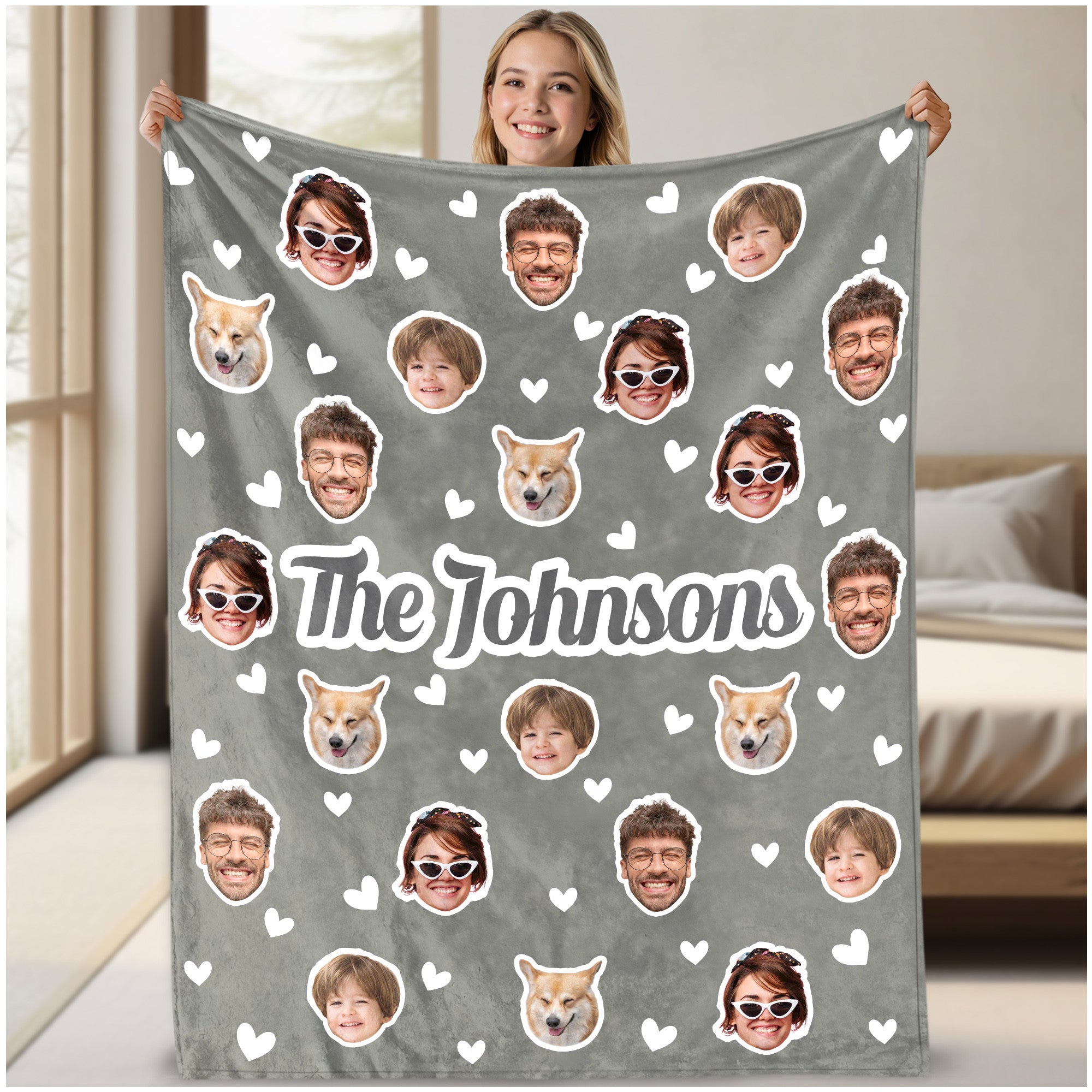 Custom Face Blanket Funny With Picture Text Multi Colors, Custom Blanket With Face Photo For Family, Soft Plush Blankets For Couch Bed Sofa, Great Gift for Christmas Thanksgiving Holidays
