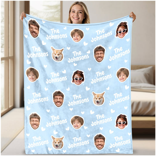 Custom Funny Face Blanket With Photo Text Multi Colors, Personalized Blanket With Photos For Couples Husband Wife, Gift Ideas for Christmas Wedding Engagement, Cozy Unique Keepsake for Him and Her