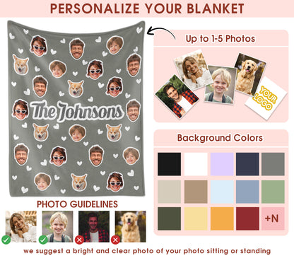 Custom Face Blanket Funny With Picture Text Multi Colors, Custom Blanket With Face Photo For Family, Soft Plush Blankets For Couch Bed Sofa, Great Gift for Christmas Thanksgiving Holidays