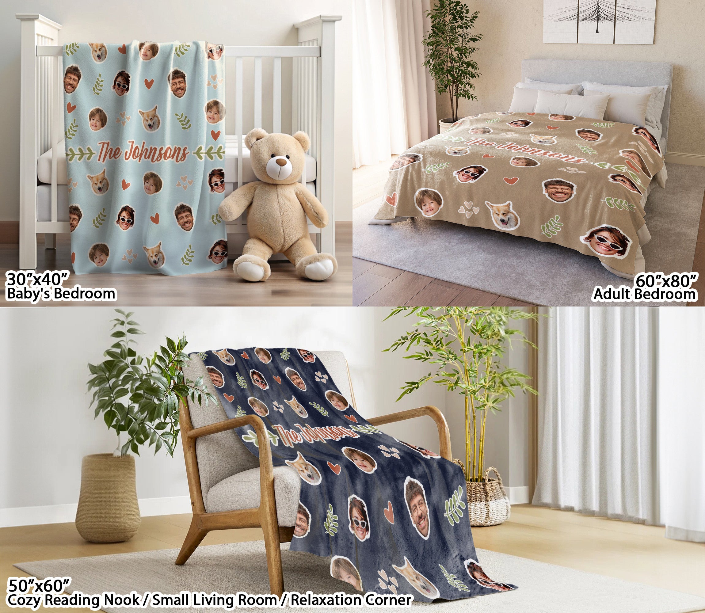 Custom Face Blanket Funny With Photo Text Multi Colors, Custom Sherpa Fleece Blanket With Photo For Everyday Use, Perfect for Sleeping Lounging Decor Living Room, Surprise Gift Ideas for Christmas