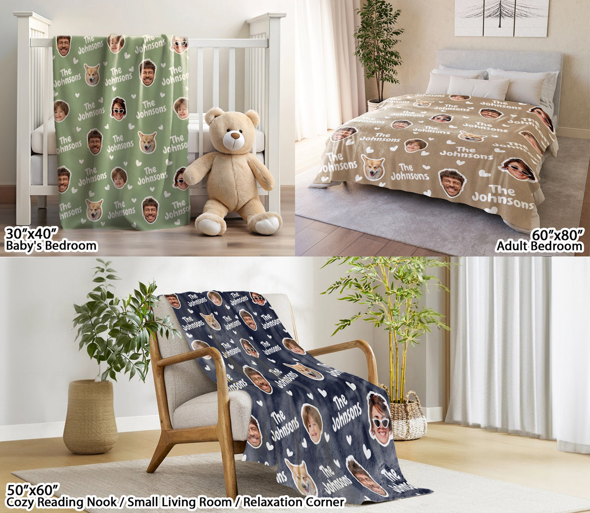 Custom Funny Face Blanket With Photo Text Multi Colors, Personalized Blanket With Photos For Couples Husband Wife, Gift Ideas for Christmas Wedding Engagement, Cozy Unique Keepsake for Him and Her