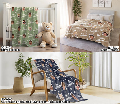 Custom Funny Face Blanket With Photo Text Multi Colors, Personalized Blanket With Photos For Couples Husband Wife, Gift Ideas for Christmas Wedding Engagement, Cozy Unique Keepsake for Him and Her