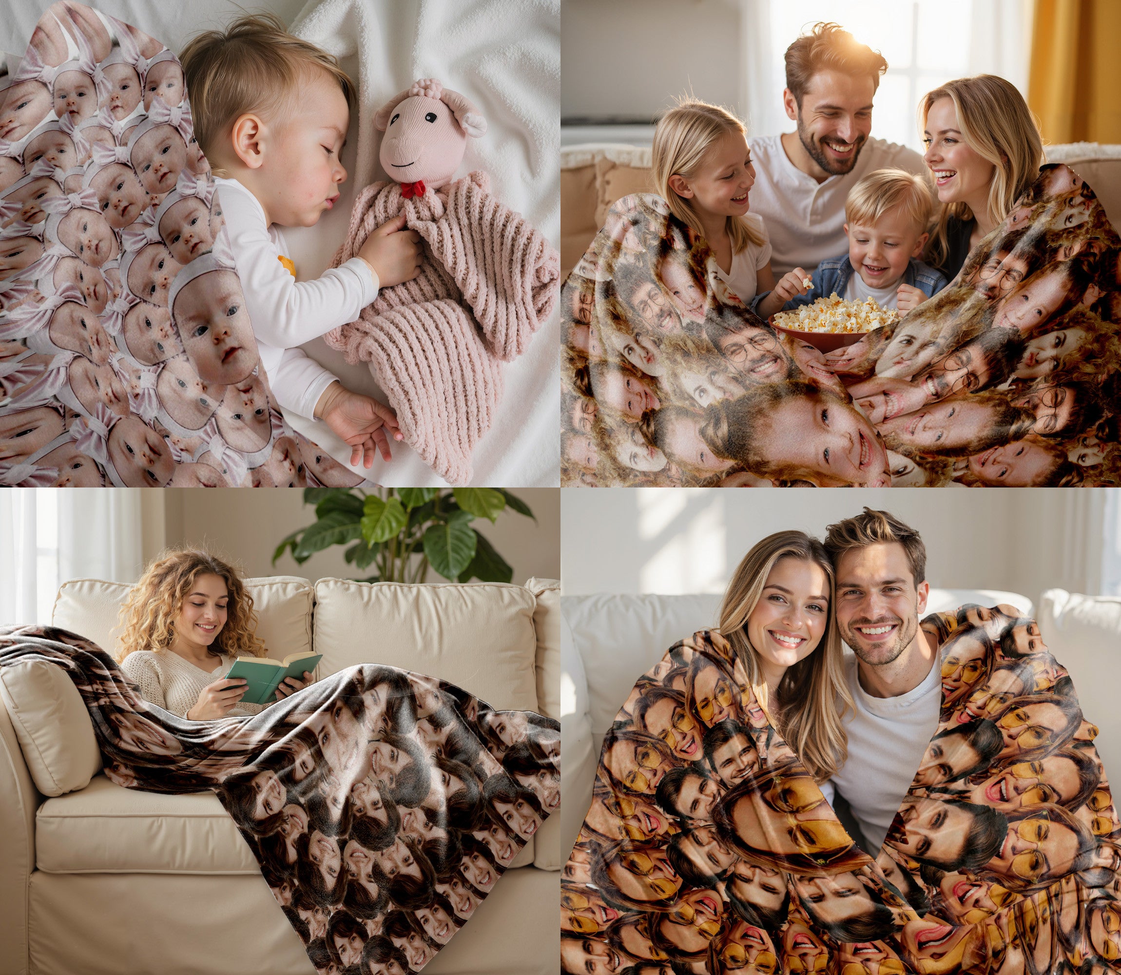 Custom Face Blanket With Pictures, Personalized Funny Face Blanket From Photo For Couple Family Pet Lover, Surprise Gift Ideas For Your Loved One On Thanksgiving Christmas Birthday