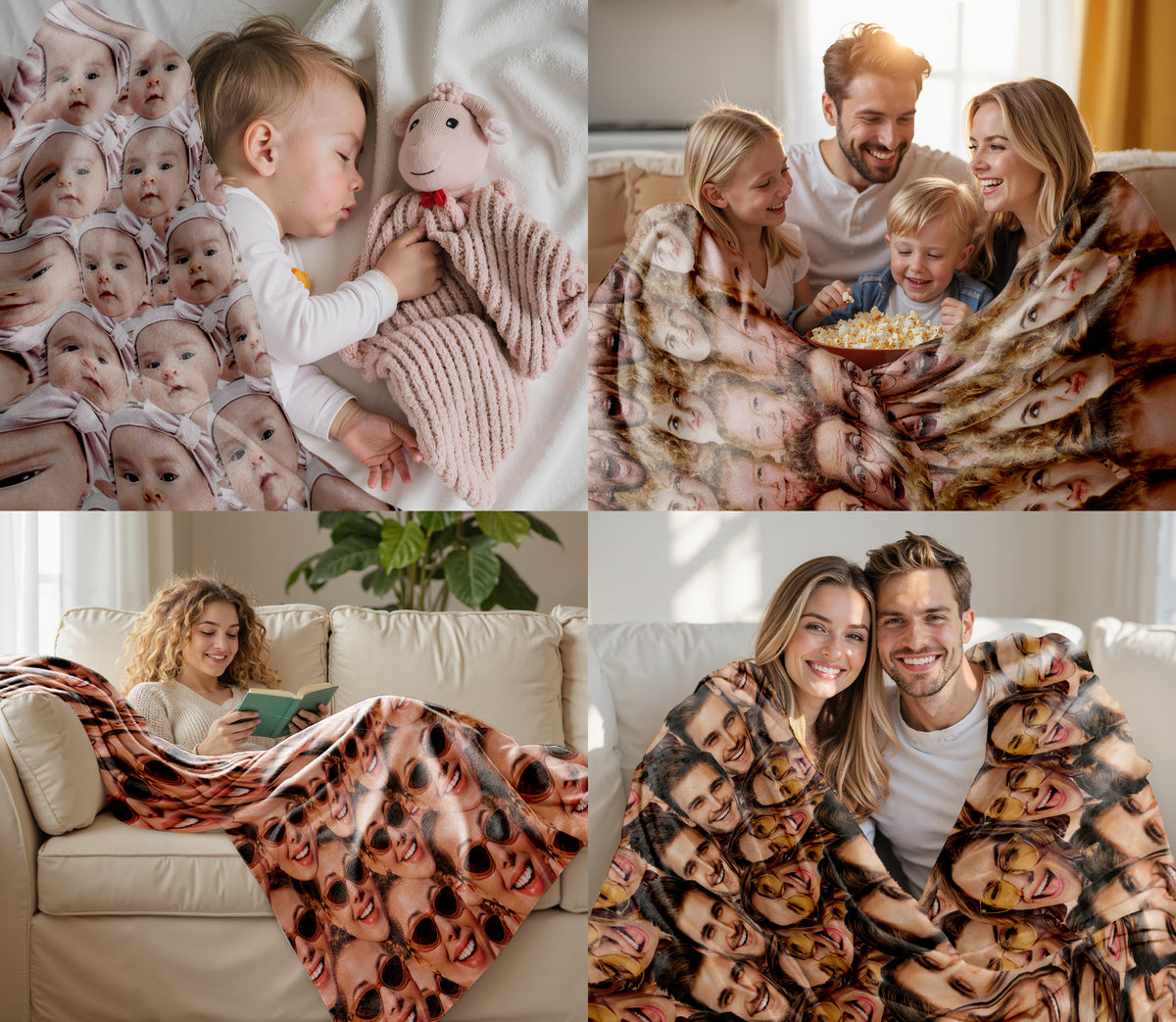 Custom Funny Face Blanket, Personalized Photo Blanket With Pictures for Family Couples Pet Lovers, Soft Plush Blankets for Indoor Or Outdoor, Thanksgiving Anniversary Wedding Gifts for Her Him