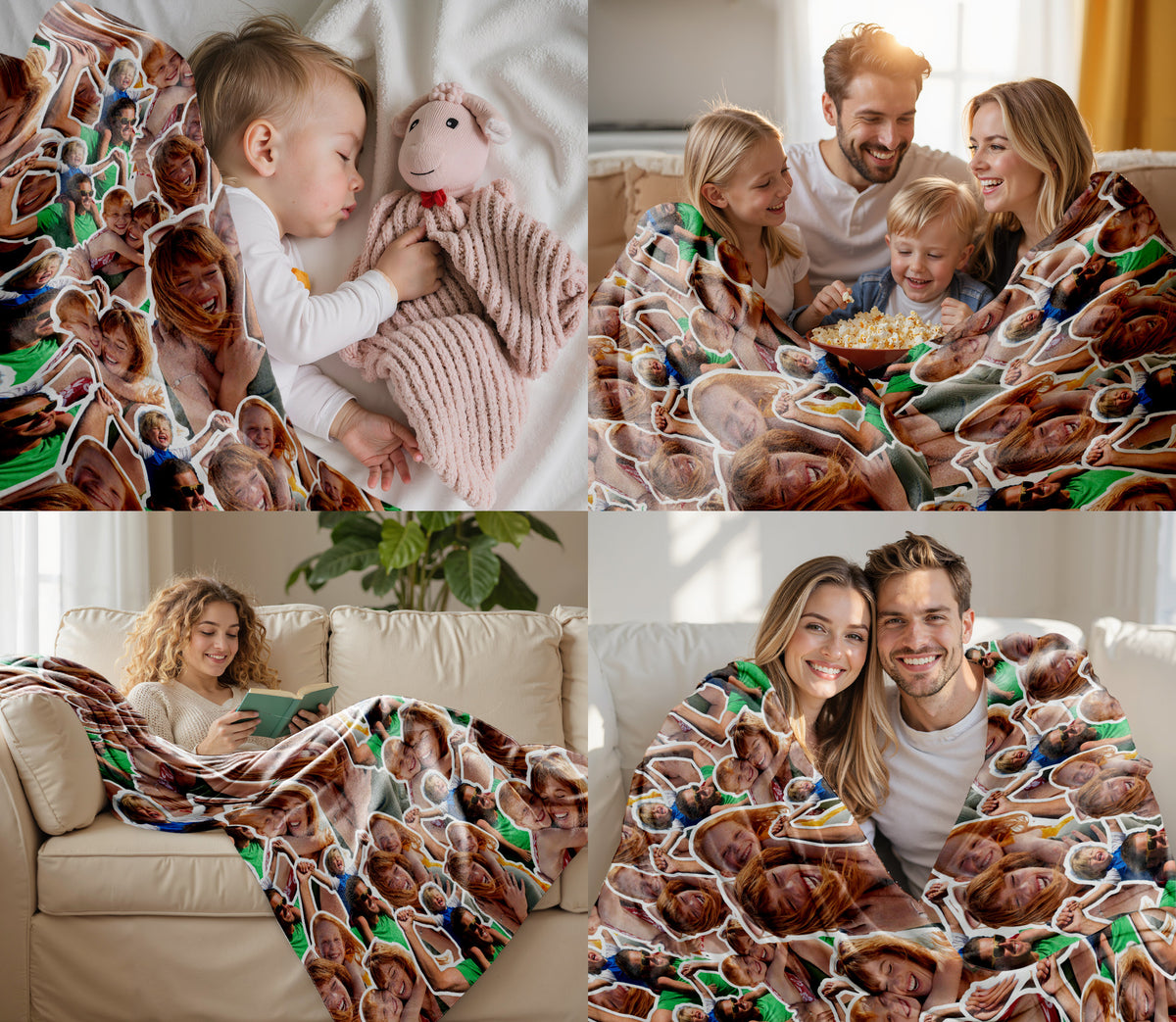 Custom Face Blanket, Personalized Throw Blanket With Pictures For Parents and Kids, Soft Plush Blankets for Couch Bed Sofa, Great Christmas Gift Ideas For Dad Mom Grandparents From Son Daughter