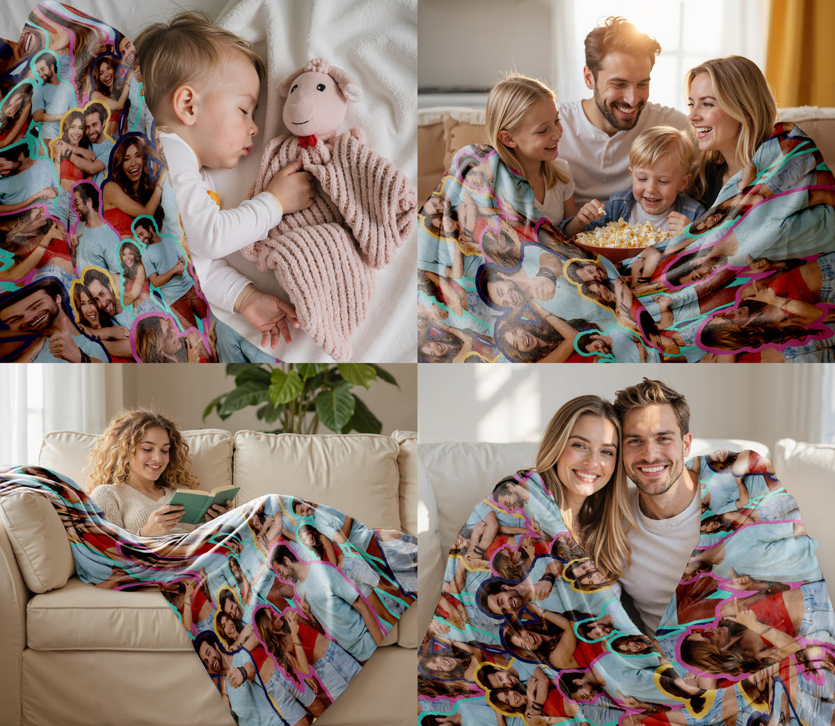 Custom Face Blanket Funny, Custom Sherpa Fleece Blanket With Photo Portrait From Pictures, Personalized Anniversary Gift For Couple Girlfriend Boyfriend For Christmas Thanksgiving Birthday Valentine