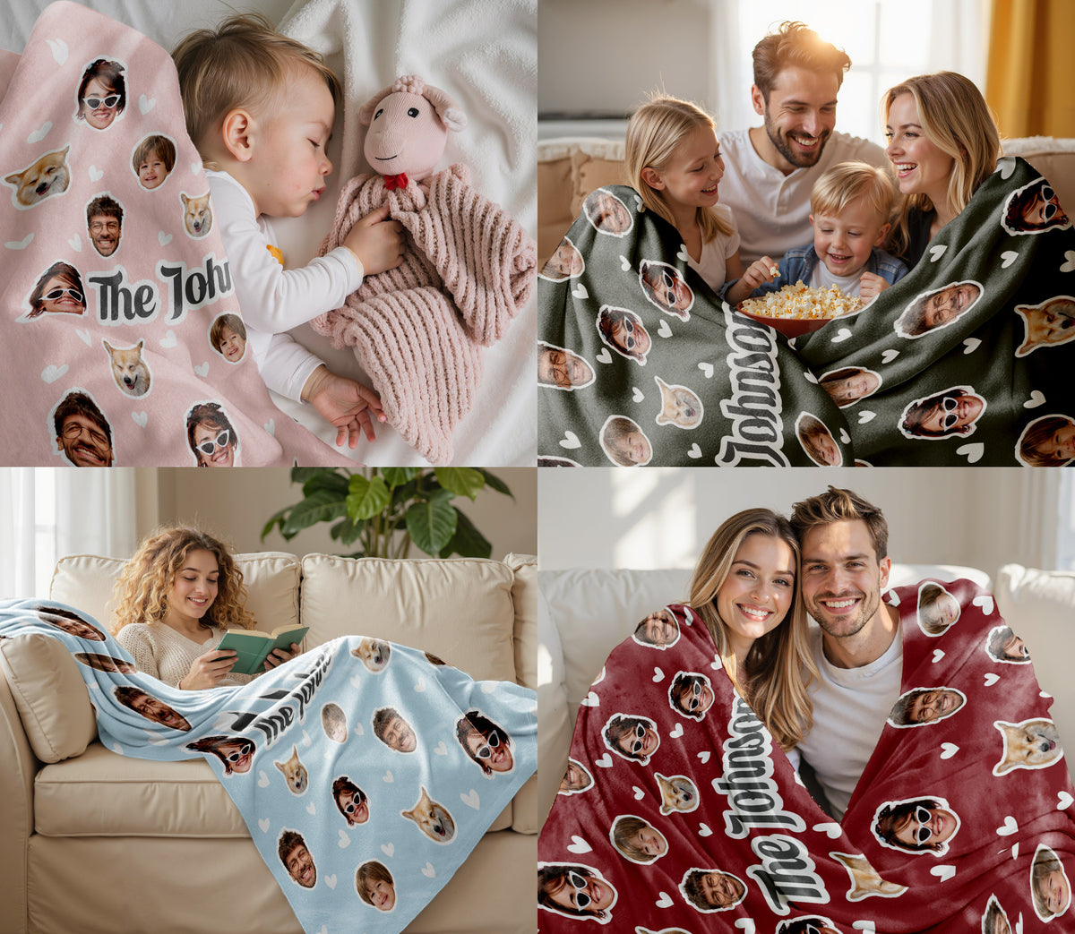 Custom Face Blanket Funny With Picture Text Multi Colors, Custom Blanket With Face Photo For Family, Soft Plush Blankets For Couch Bed Sofa, Great Gift for Christmas Thanksgiving Holidays