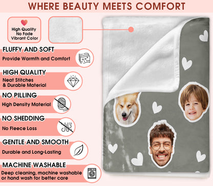 Custom Face Blanket Funny With Picture Text Multi Colors, Custom Blanket With Face Photo For Family, Soft Plush Blankets For Couch Bed Sofa, Great Gift for Christmas Thanksgiving Holidays