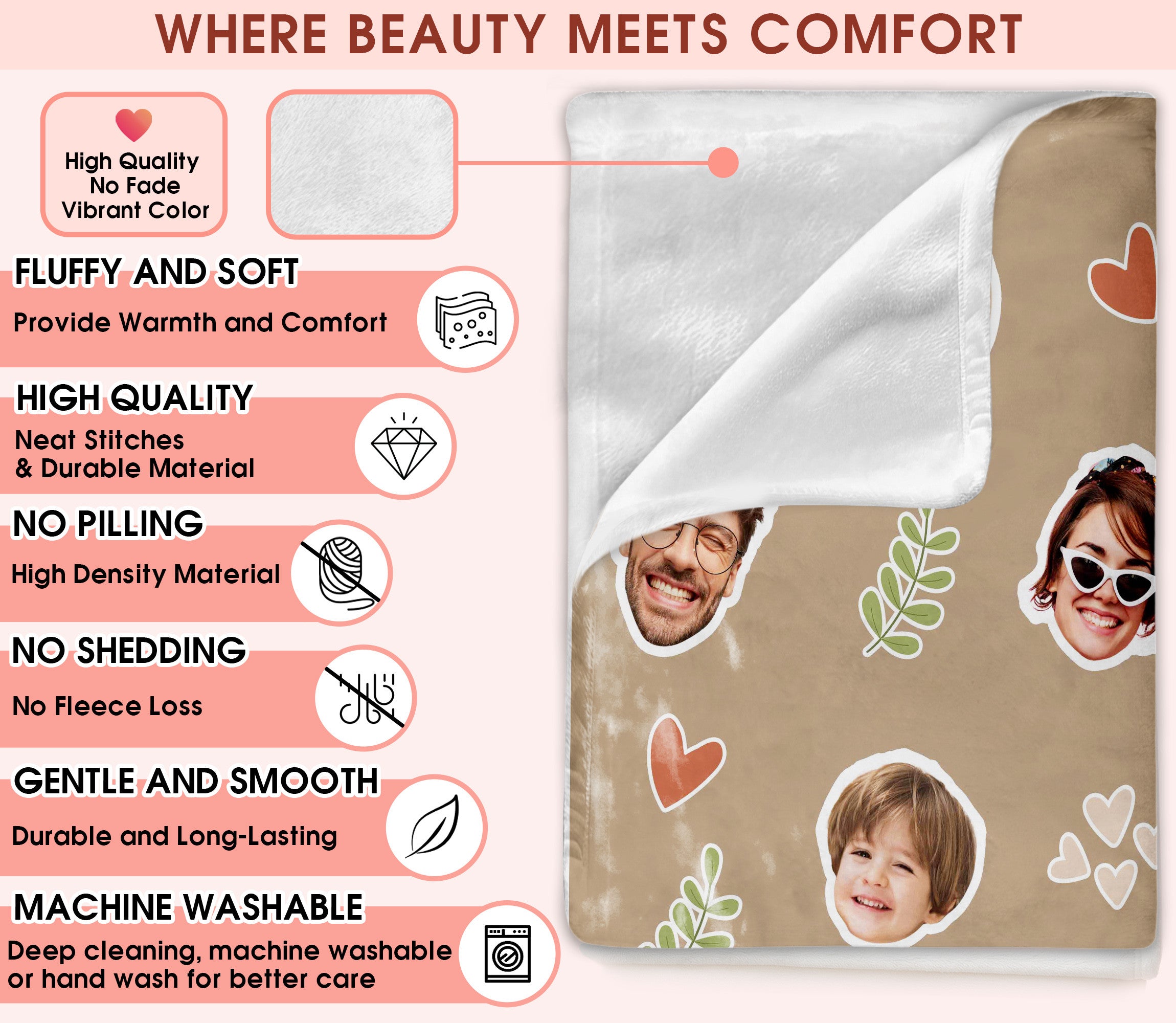 Custom Face Blanket Funny With Photo Text Multi Colors, Custom Sherpa Fleece Blanket With Photo For Everyday Use, Perfect for Sleeping Lounging Decor Living Room, Surprise Gift Ideas for Christmas