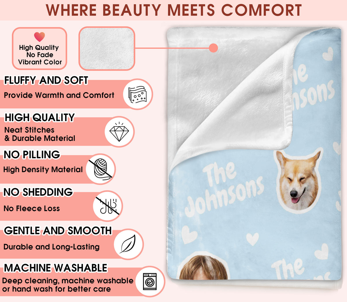 Custom Funny Face Blanket With Photo Text Multi Colors, Personalized Blanket With Photos For Couples Husband Wife, Gift Ideas for Christmas Wedding Engagement, Cozy Unique Keepsake for Him and Her