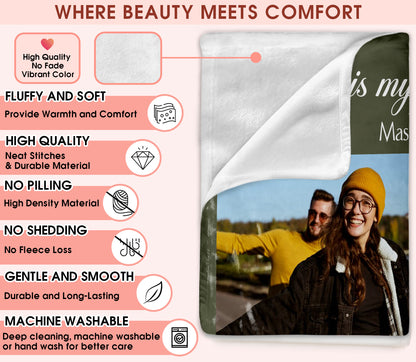 Custom Photo Blanket With Text Picture Collage For Couple Girlfriend Boyfriend Husband Wife, Customized Sherpa Fleece Collage Blanket Gift For Christmas Thanksgiving Wedding Anniversary With 5 Photos