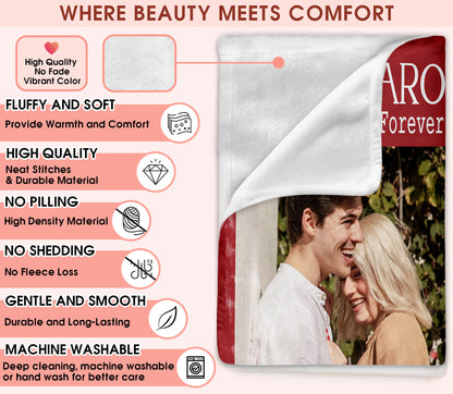Custom Photo Blanket With Text Picture Collage For Couple Girlfriend Boyfriend Husband Wife, Customized Sherpa Fleece Collage Blanket Gift For Christmas Thanksgiving Wedding Anniversary With 8 Photos