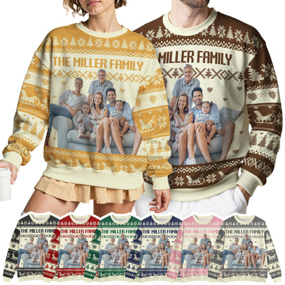 Custom Ugly Christmas Sweater for Men Women Youth Kid, Personalized Christmas Sweater with Photo Picture Face, Custom Ugly Sweatshirt for Dad Mom Boyfriend Girlfriend for Xmas Thanksgiving Style 2