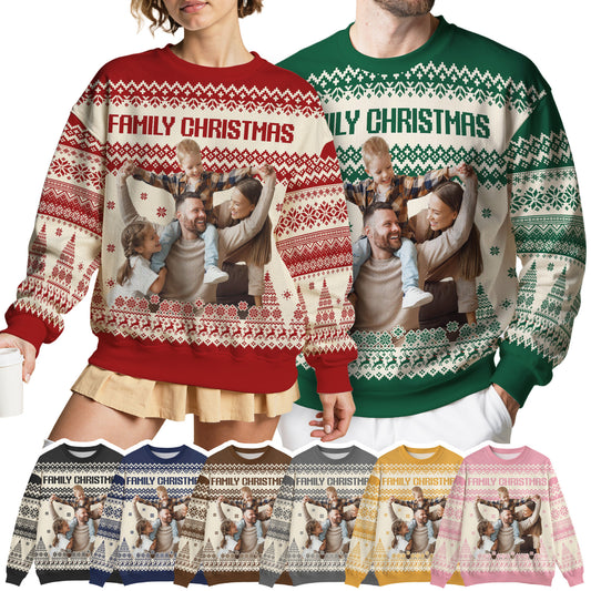 Custom Ugly Christmas Sweater for Men Women Youth Kid, Personalized Christmas Sweater with Photo Picture Face, Custom Ugly Sweatshirt for Dad Mom Boyfriend Girlfriend for Xmas Thanksgiving Style 5