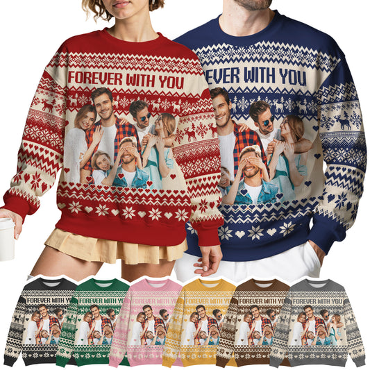 Custom Ugly Christmas Sweater for Men Women Youth Kid, Personalized Christmas Sweater with Photo Picture Face, Custom Ugly Sweatshirt for Dad Mom Boyfriend Girlfriend for Xmas Thanksgiving Style 6