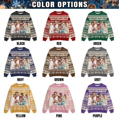 Custom Ugly Christmas Sweater for Men Women Youth Kid, Personalized Christmas Sweater with Photo Picture Face, Custom Ugly Sweatshirt for Dad Mom Boyfriend Girlfriend for Xmas Thanksgiving Style 1