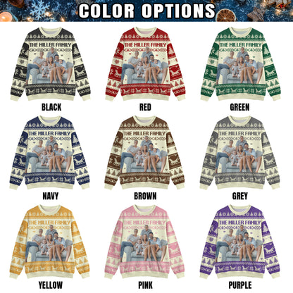 Custom Ugly Christmas Sweater for Men Women Youth Kid, Personalized Christmas Sweater with Photo Picture Face, Custom Ugly Sweatshirt for Dad Mom Boyfriend Girlfriend for Xmas Thanksgiving Style 2