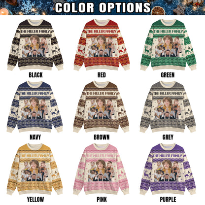 Custom Ugly Christmas Sweater for Men Women Youth Kid, Personalized Christmas Sweater with Photo Picture Face, Custom Ugly Sweatshirt for Dad Mom Boyfriend Girlfriend for Xmas Thanksgiving Style 3