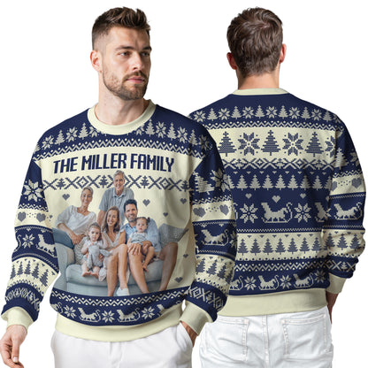 Custom Ugly Christmas Sweater for Men Women Youth Kid, Personalized Christmas Sweater with Photo Picture Face, Custom Ugly Sweatshirt for Dad Mom Boyfriend Girlfriend for Xmas Thanksgiving Style 2