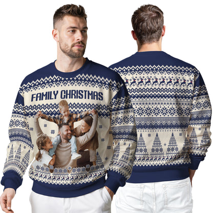 Custom Ugly Christmas Sweater for Men Women Youth Kid, Personalized Christmas Sweater with Photo Picture Face, Custom Ugly Sweatshirt for Dad Mom Boyfriend Girlfriend for Xmas Thanksgiving Style 5