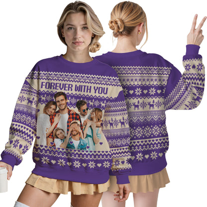 Custom Ugly Christmas Sweater for Men Women Youth Kid, Personalized Christmas Sweater with Photo Picture Face, Custom Ugly Sweatshirt for Dad Mom Boyfriend Girlfriend for Xmas Thanksgiving Style 1