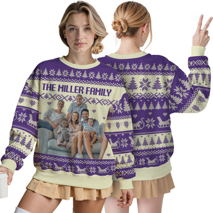 Custom Ugly Christmas Sweater for Men Women Youth Kid, Personalized Christmas Sweater with Photo Picture Face, Custom Ugly Sweatshirt for Dad Mom Boyfriend Girlfriend for Xmas Thanksgiving Style 2