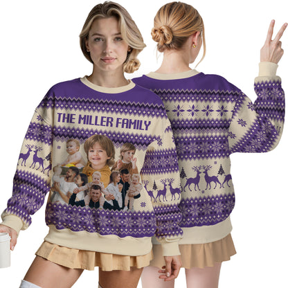 Custom Ugly Christmas Sweater for Men Women Youth Kid, Personalized Christmas Sweater with Photo Picture Face, Custom Ugly Sweatshirt for Dad Mom Boyfriend Girlfriend for Xmas Thanksgiving Style 3