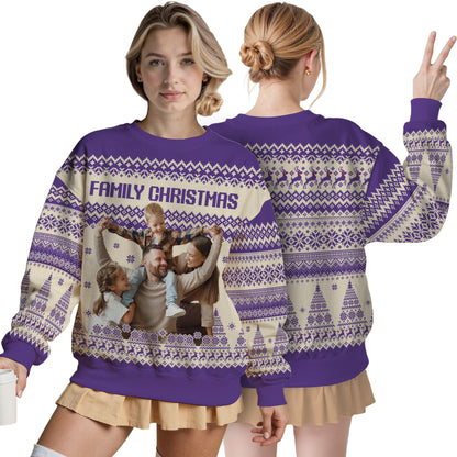 Custom Ugly Christmas Sweater for Men Women Youth Kid, Personalized Christmas Sweater with Photo Picture Face, Custom Ugly Sweatshirt for Dad Mom Boyfriend Girlfriend for Xmas Thanksgiving Style 5