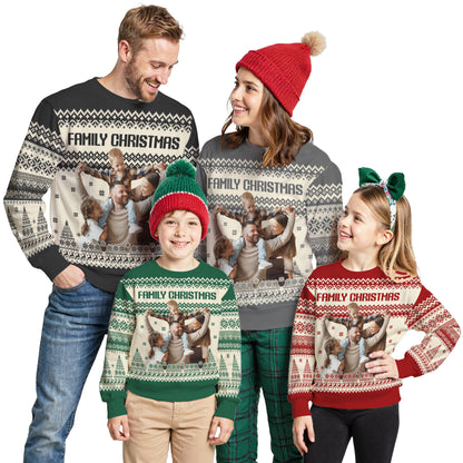 Custom Ugly Christmas Sweater for Men Women Youth Kid, Personalized Christmas Sweater with Photo Picture Face, Custom Ugly Sweatshirt for Dad Mom Boyfriend Girlfriend for Xmas Thanksgiving Style 5