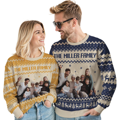 Custom Ugly Christmas Sweater for Men Women Youth Kid, Personalized Christmas Sweater with Photo Picture Face, Custom Ugly Sweatshirt for Dad Mom Boyfriend Girlfriend for Xmas Thanksgiving Style 1