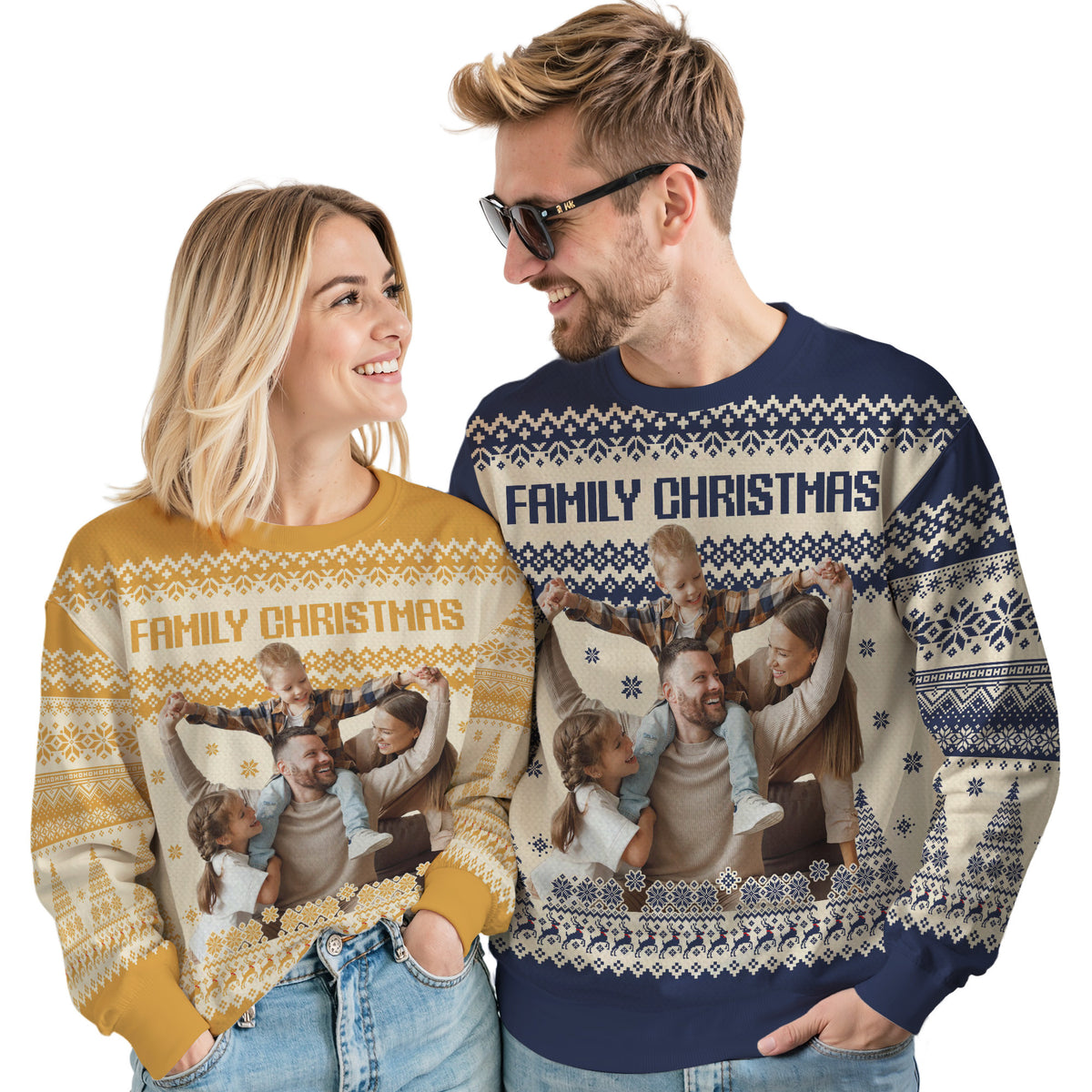 Custom Ugly Christmas Sweater for Men Women Youth Kid, Personalized Christmas Sweater with Photo Picture Face, Custom Ugly Sweatshirt for Dad Mom Boyfriend Girlfriend for Xmas Thanksgiving Style 5