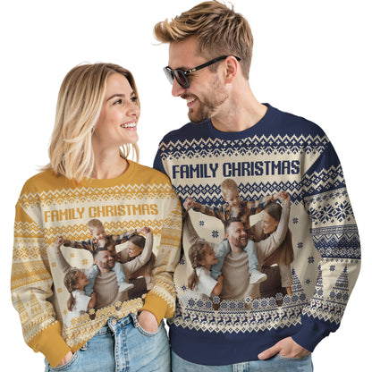 Custom Ugly Christmas Sweater for Men Women Youth Kid, Personalized Christmas Sweater with Photo Picture Face, Custom Ugly Sweatshirt for Dad Mom Boyfriend Girlfriend for Xmas Thanksgiving Style 5