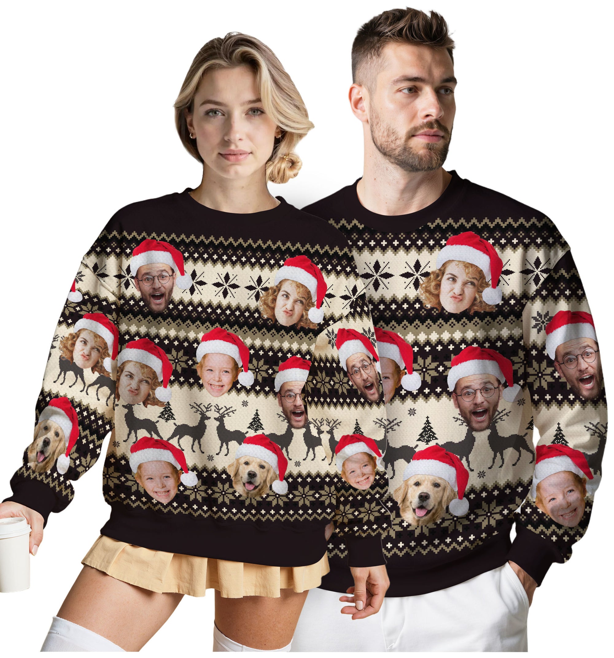 Custom Ugly Christmas Sweater for Men Women Couples Boyfriend Girlfriend Family Dad Mom, Custom Ugly Christmas Sweater with Face Photo, Personalized Sweatshirt with Picture Funny Xmas Gift ST29