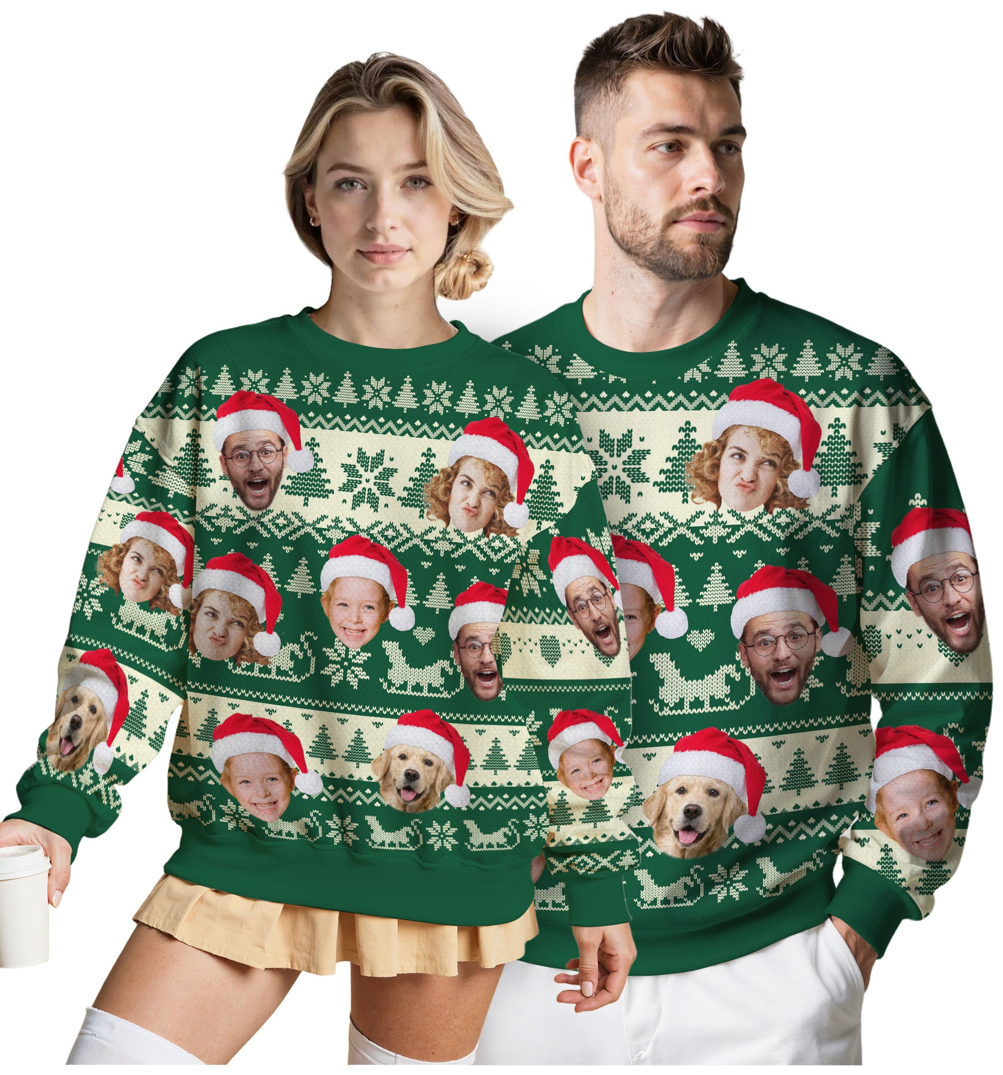 Custom Ugly Christmas Sweater for Men Women Couples Boyfriend Girlfriend Family Dad Mom, Custom Ugly Christmas Sweater with Face Photo, Personalized Sweatshirt with Picture Funny Xmas Gift ST2