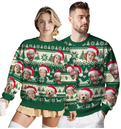 Custom Ugly Christmas Sweater for Men Women Couples Boyfriend Girlfriend Family Dad Mom, Custom Ugly Christmas Sweater with Face Photo, Personalized Sweatshirt with Picture Funny Xmas Gift ST2