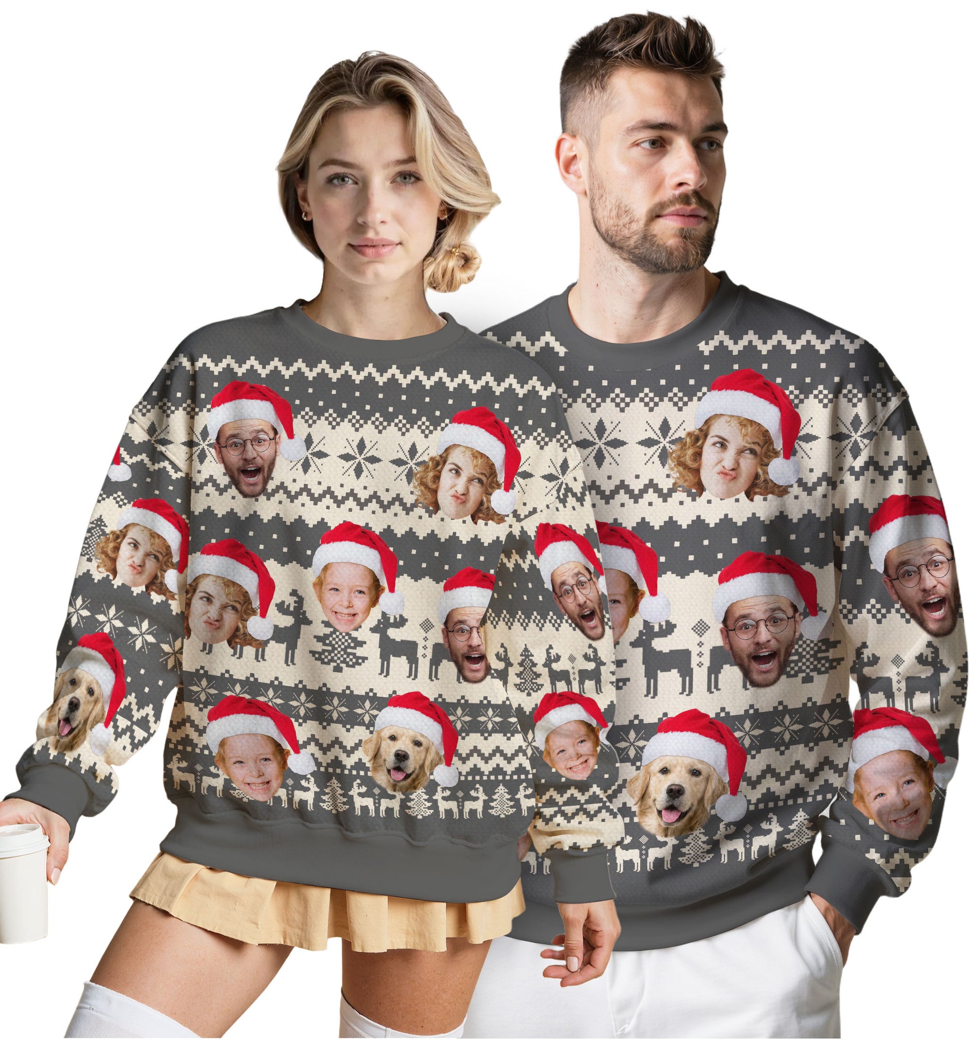 Custom Ugly Christmas Sweater for Men Women Couples Boyfriend Girlfriend Family Dad Mom, Custom Ugly Christmas Sweater with Face Photo, Personalized Sweatshirt with Picture Funny Xmas Gift ST3