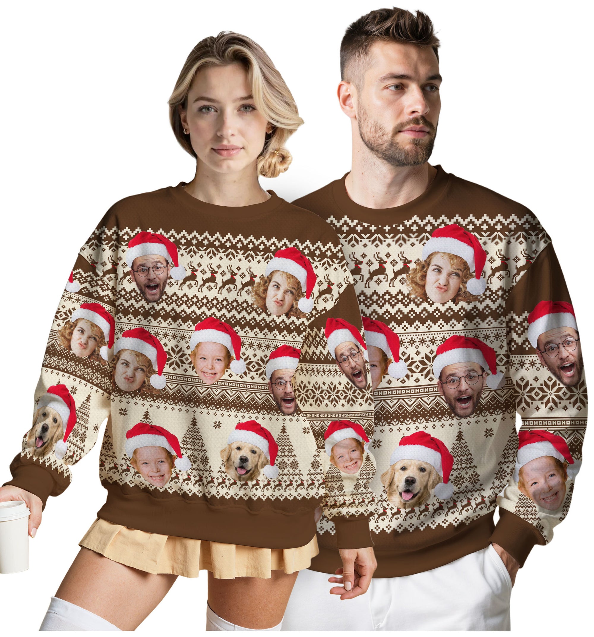 Custom Ugly Christmas Sweater for Men Women Couples Boyfriend Girlfriend Family Dad Mom, Custom Ugly Christmas Sweater with Face Photo, Personalized Sweatshirt with Picture Funny Xmas Gift ST5