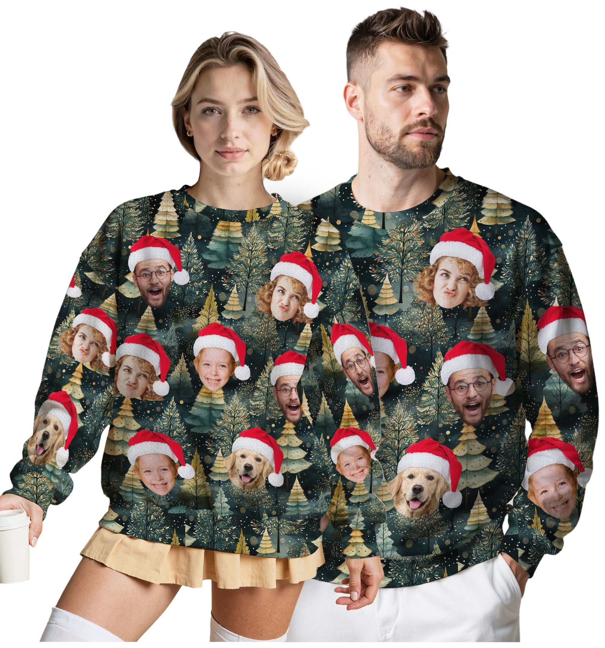 Custom Ugly Christmas Sweater for Men Women Couples Boyfriend Girlfriend Family Dad Mom, Custom Ugly Christmas Sweater with Face Photo, Personalized Sweatshirt with Picture Funny Xmas Gift ST7