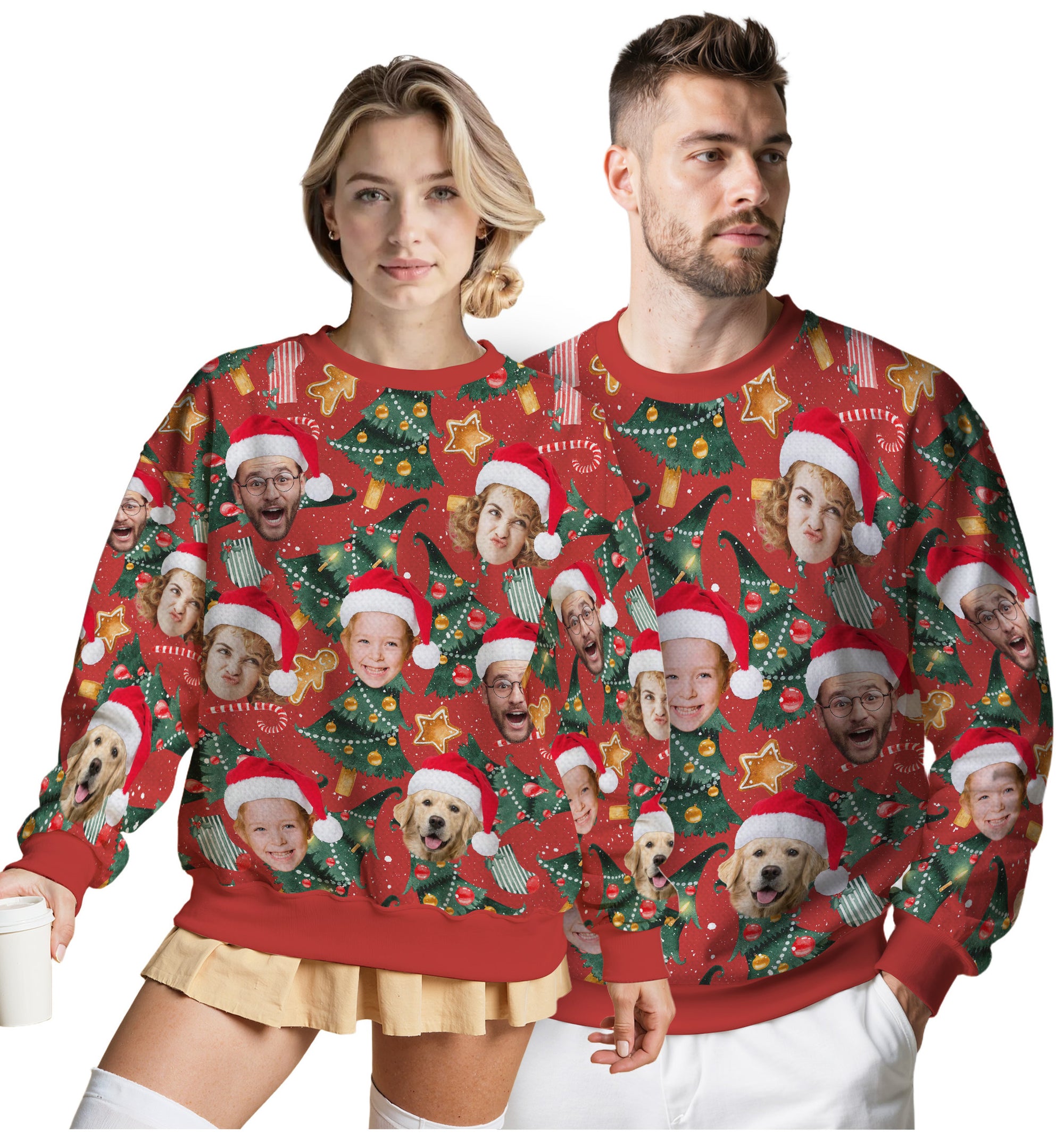 Custom Ugly Christmas Sweater for Men Women Couples Boyfriend Girlfriend Family Dad Mom, Custom Ugly Christmas Sweater with Face Photo, Personalized Sweatshirt with Picture Funny Xmas Gift ST8