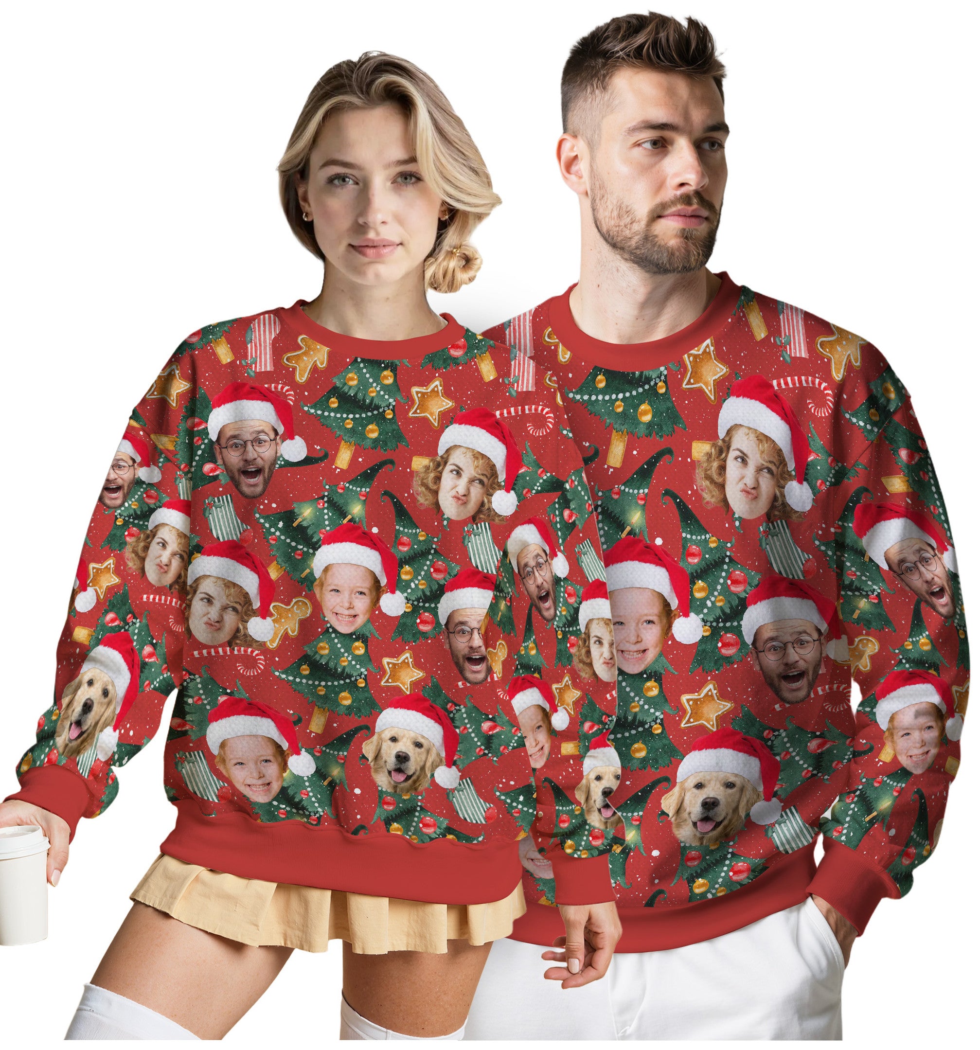 Custom Ugly Christmas Sweater for Men Women Couples Boyfriend Girlfriend Family Dad Mom, Custom Ugly Christmas Sweater with Face Photo, Personalized Sweatshirt with Picture Funny Xmas Gift ST8