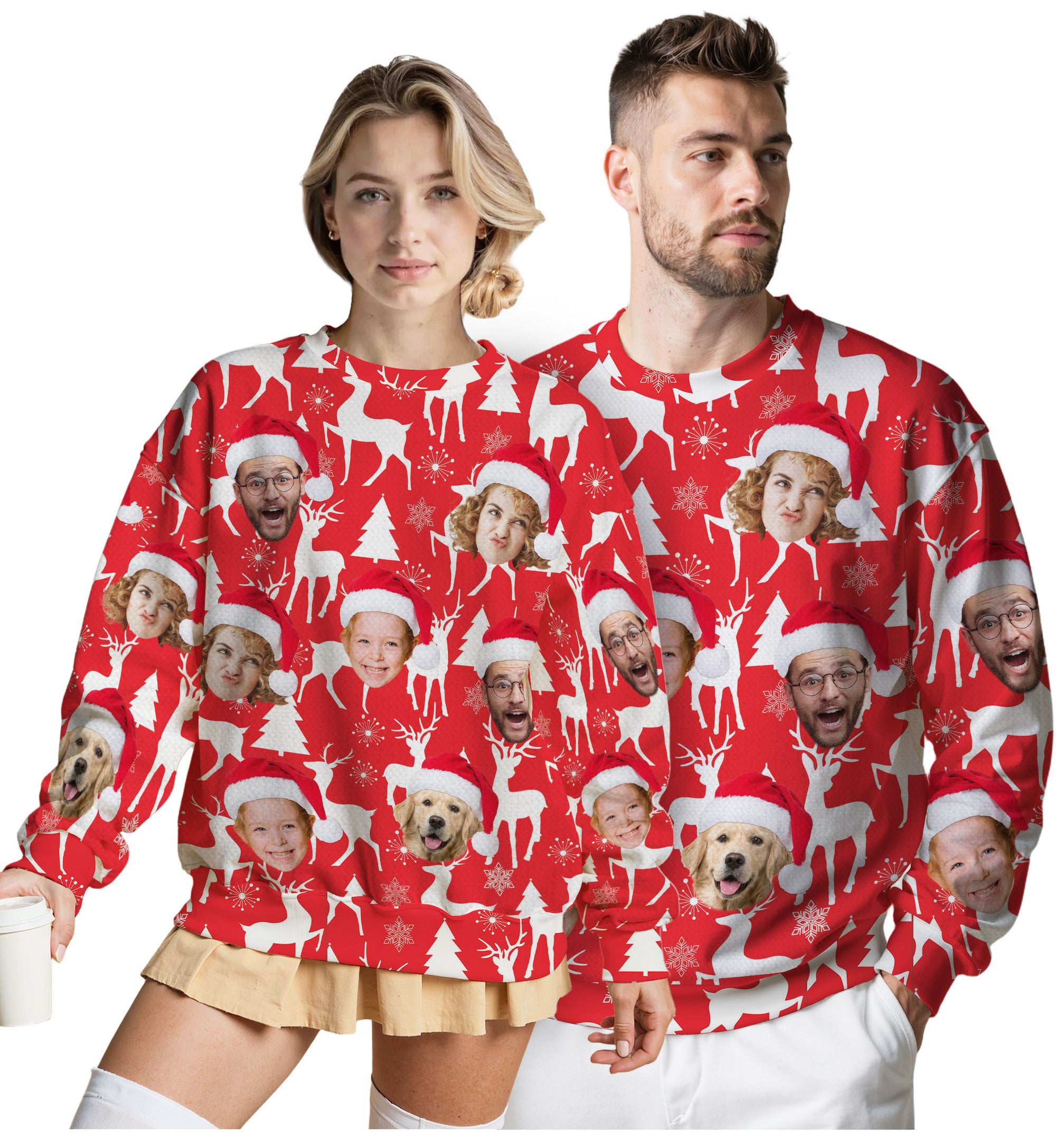Custom Ugly Christmas Sweater for Men Women Couples Boyfriend Girlfriend Family Dad Mom, Custom Ugly Christmas Sweater with Face Photo, Personalized Sweatshirt with Picture Funny Xmas Gift ST10