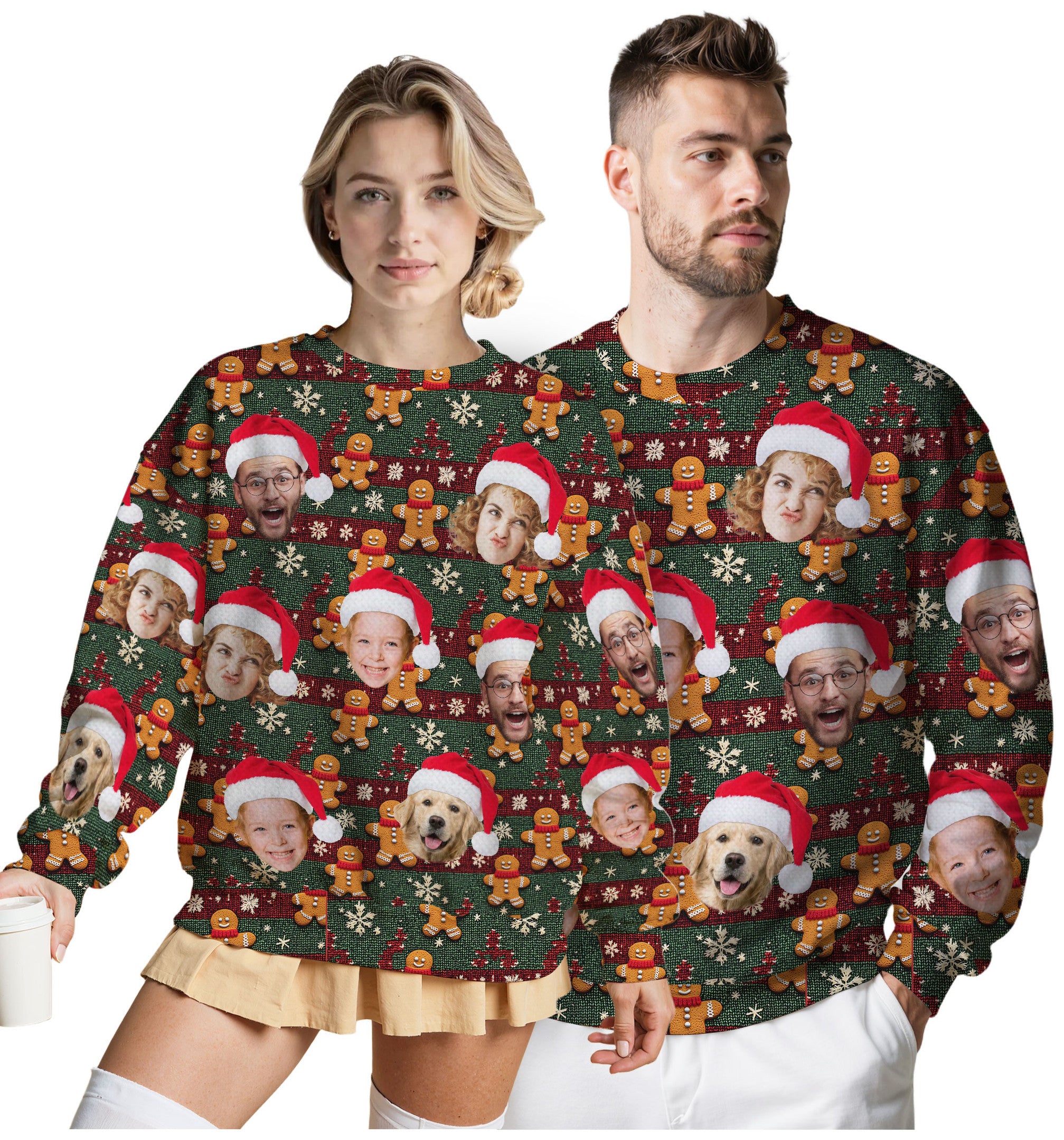 Custom Ugly Christmas Sweater for Men Women Couples Boyfriend Girlfriend Family Dad Mom, Custom Ugly Christmas Sweater with Face Photo, Personalized Sweatshirt with Picture Funny Xmas Gift ST11