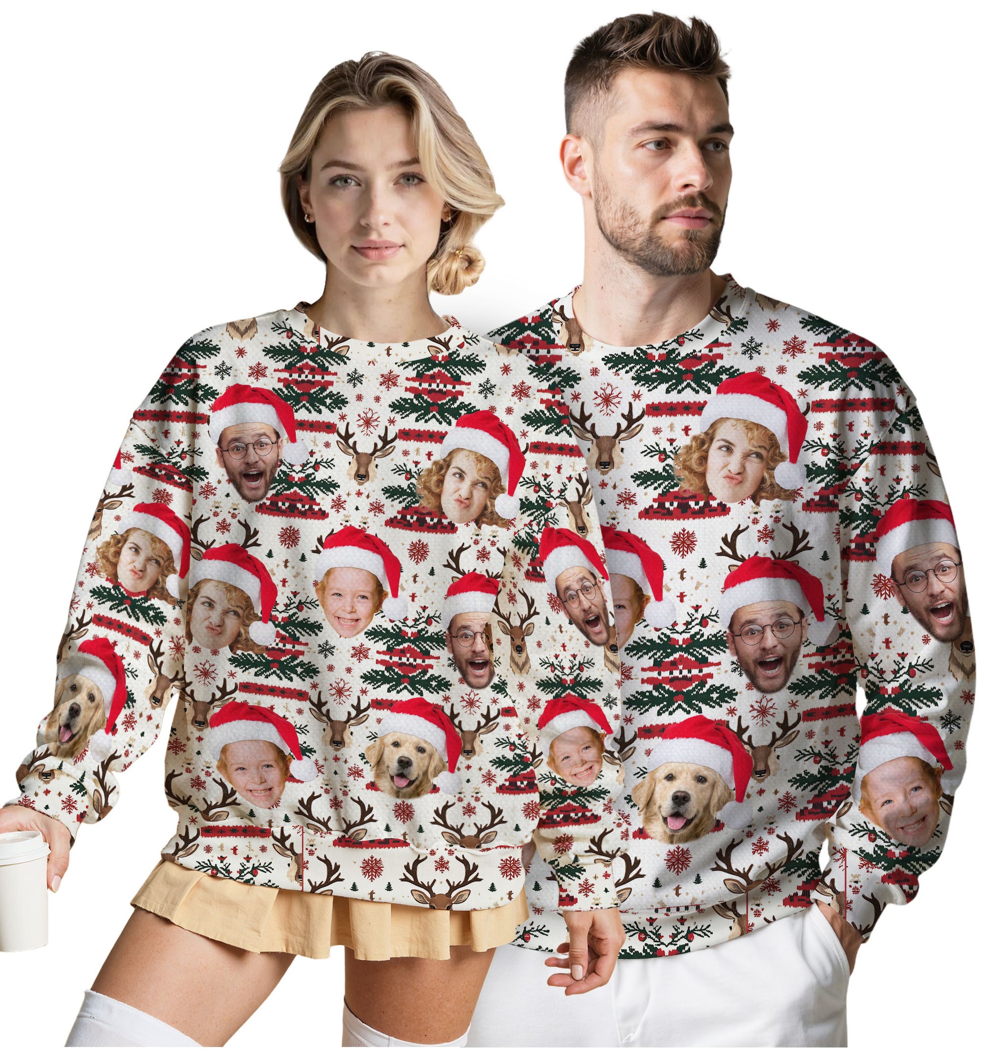 Custom Ugly Christmas Sweater for Men Women Couples Boyfriend Girlfriend Family Dad Mom, Custom Ugly Christmas Sweater with Face Photo, Personalized Sweatshirt with Picture Funny Xmas Gift ST12
