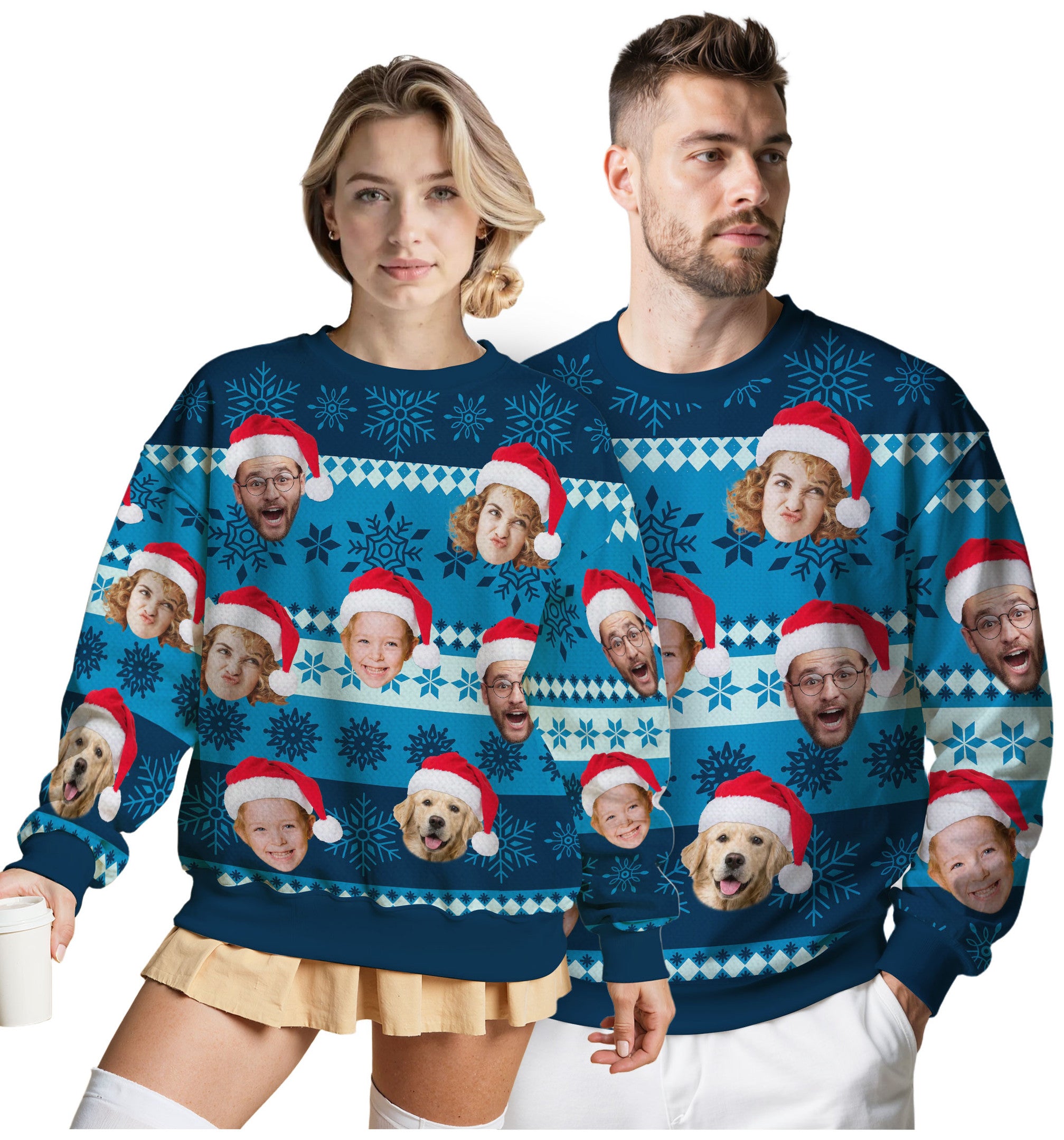 Custom Ugly Christmas Sweater for Men Women Couples Boyfriend Girlfriend Family Dad Mom, Custom Ugly Christmas Sweater with Face Photo, Personalized Sweatshirt with Picture Funny Xmas Gift ST14