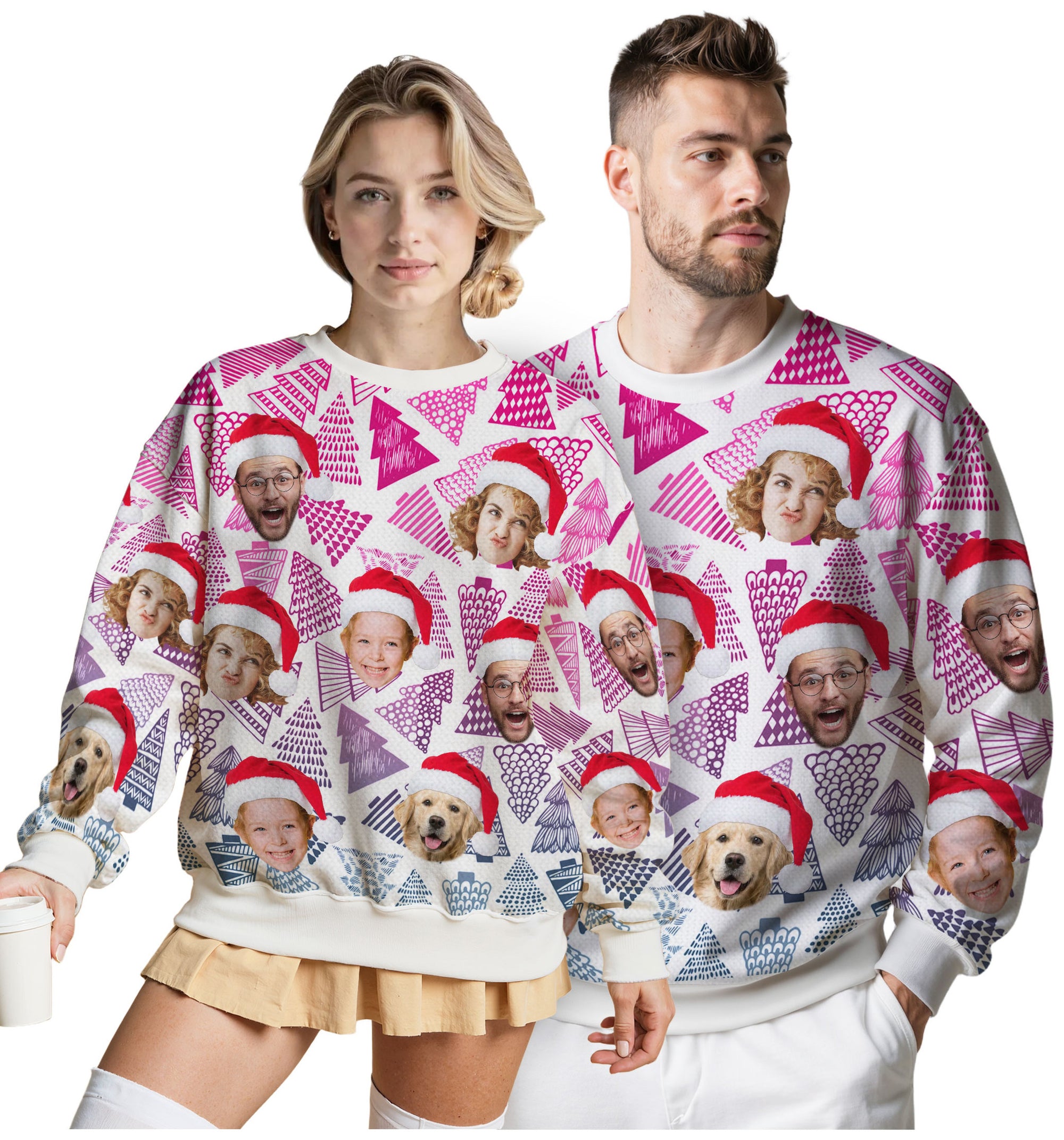 Custom Ugly Christmas Sweater for Men Women Couples Boyfriend Girlfriend Family Dad Mom, Custom Ugly Christmas Sweater with Face Photo, Personalized Sweatshirt with Picture Funny Xmas Gift ST15
