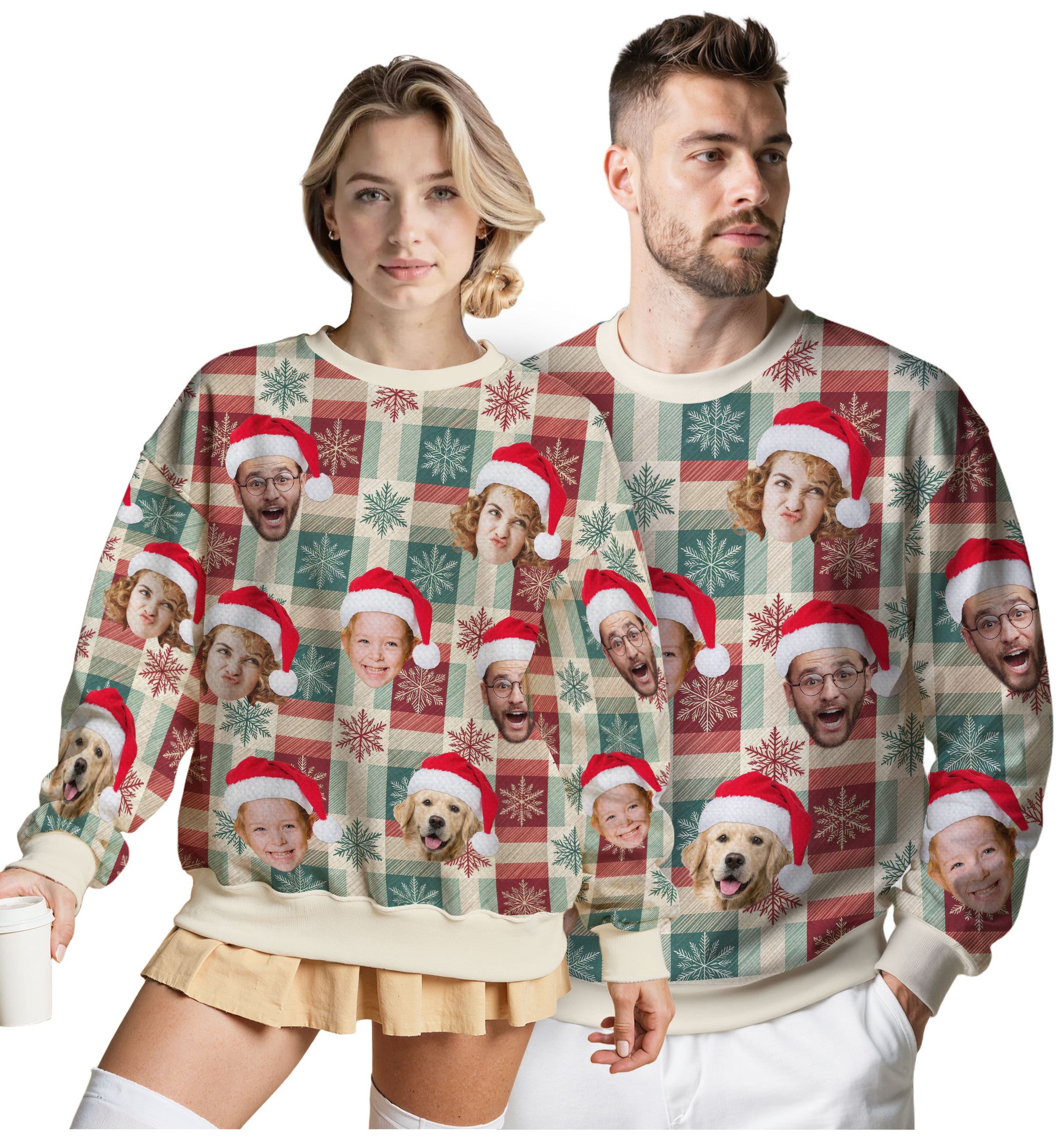 Custom Ugly Christmas Sweater for Men Women Couples Boyfriend Girlfriend Family Dad Mom, Custom Ugly Christmas Sweater with Face Photo, Personalized Sweatshirt with Picture Funny Xmas Gift ST16